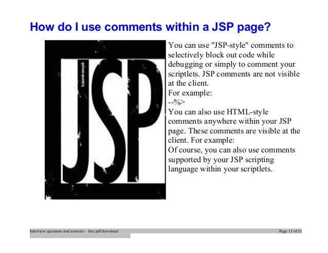 Jsp Interview Questions And Answers For Experienced Pdf